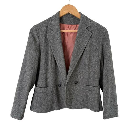 Vintage Saks Fifth Avenue Gray Wool Blazer Jacket‎ One Button Front, Size Medium - Picture 1 of 11